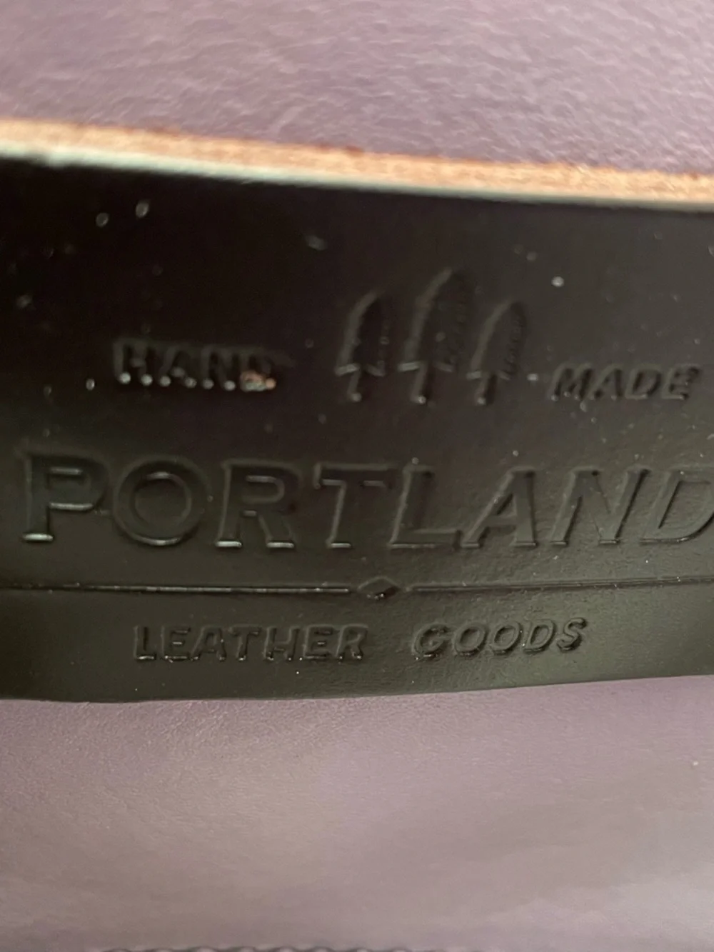 Portland Leather lavender tote with dark brown handles - Picture 4 of 6